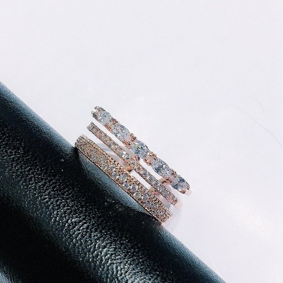 Rose Gold Diamond Triple Stackable Adjustable Ring - Picture 16 of 16